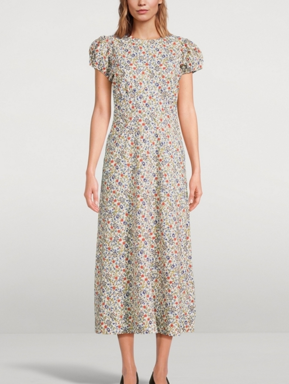 Doen Rhodia Romantic Floral Organic Cotton Midi Dress Size Medium Cottagecore - Picture 5 of 15
